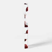 Glitzern Glitzer mit rotem Herzmuster, weißes Mono iPhone Hülle (Linke Seite)