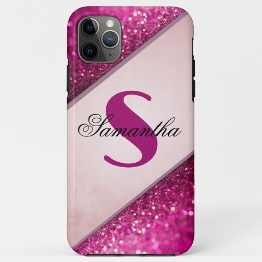 Glitzern Glitzer-Monogram-Skriptname Case-Mate iPhone Hülle (Rückseite)