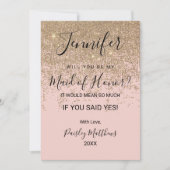 Glitzern Glitzer Trauzeugin Rosa Rosa Einladung (Vorderseite)