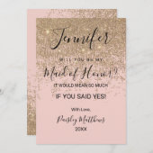 Glitzern Glitzer Trauzeugin Rosa Rosa Einladung (Vorne/Hinten)