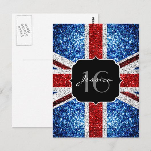 GLITZERN Glitzern Sweet 16 Postkarte (Vorne/Hinten)