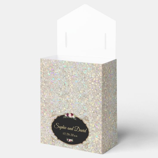 Glitzern Gold Sequins Floral Wedding Geschenkschachtel (Geöffnet)