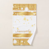 Glitzern Gold und weiße Schriftzeichen Badhandtuch Set (Handtuch)