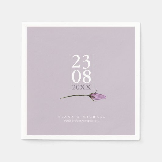 Glitzern Hochzeit am Floral Date Mauve ID889 Napki Serviette (Vorderseite)