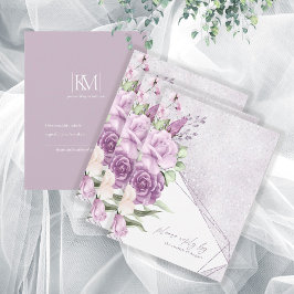 Glitzern Hochzeit RSVP Mauve ID889 Karte