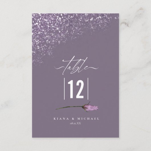 Glitzern Hochzeit Tischnummer Mauve2 ID889 (Rückseite)