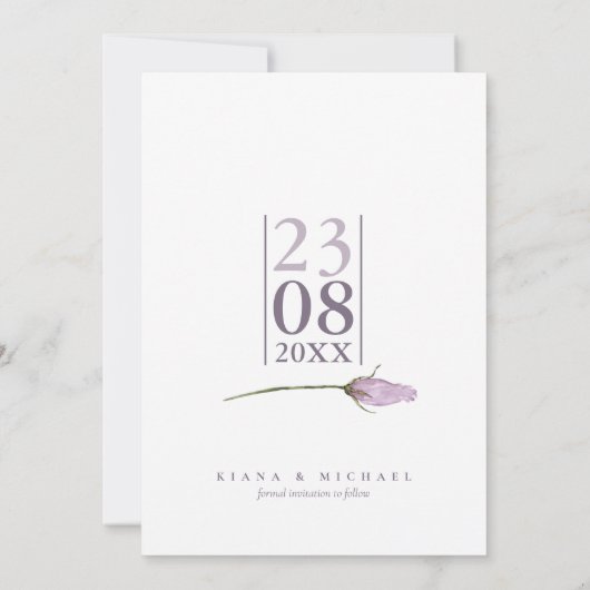 Glitzern Hochzeit von Floral Mauve V2 ID889 Save The Date (Rückseite)