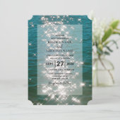 Glitzern Hochzeiten am Strand Einladung (Stehend Vorderseite)