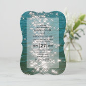 Glitzern Hochzeiten am Strand Einladung (Stehend Vorderseite)