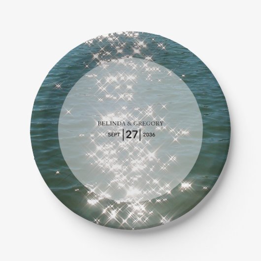 Glitzern Hochzeiten am Strand Pappteller (Vorderseite)