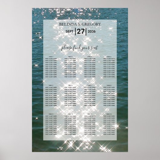 Glitzern Hochzeitsdiagramm für das Meerwasser am S Poster (Vorne)
