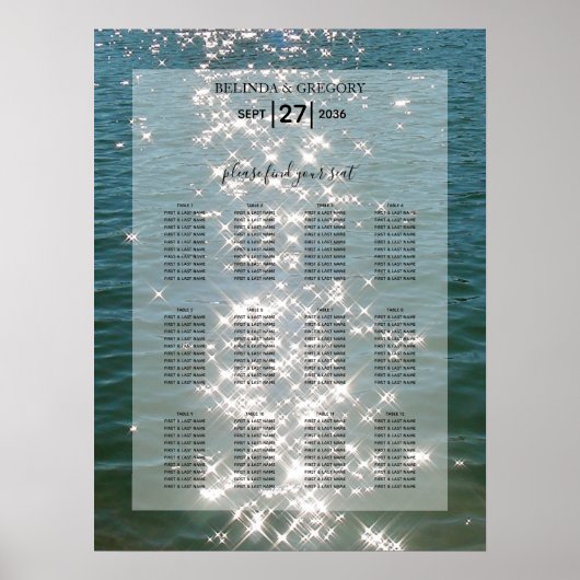 Glitzern Hochzeitsdiagramm für das Meerwasser am S Poster (Vorne)