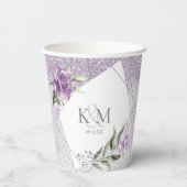 Glitzern Hochzeitstipps Mauve ID889 Pappbecher (Rückseite)