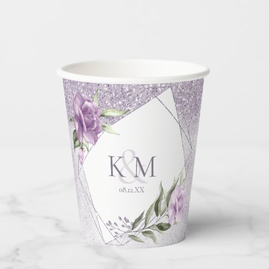 Glitzern Hochzeitstipps Mauve ID889 Pappbecher (Vorderseite)