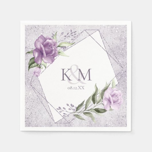 Glitzern Hochzeitstipps Mauve ID889 Serviette (Vorderseite)