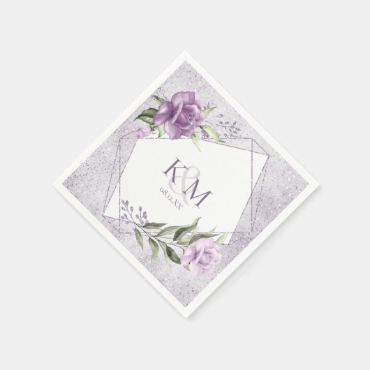 Glitzern Hochzeitstipps Mauve ID889 Serviette (Ecke)