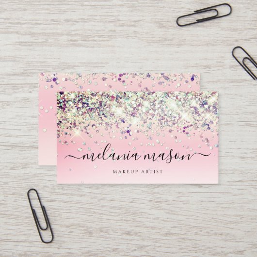 Glitzern Holographic Lila Glitzer Makeup Artist Visitenkarte (Vorderseite/Rückseite Beispiel)