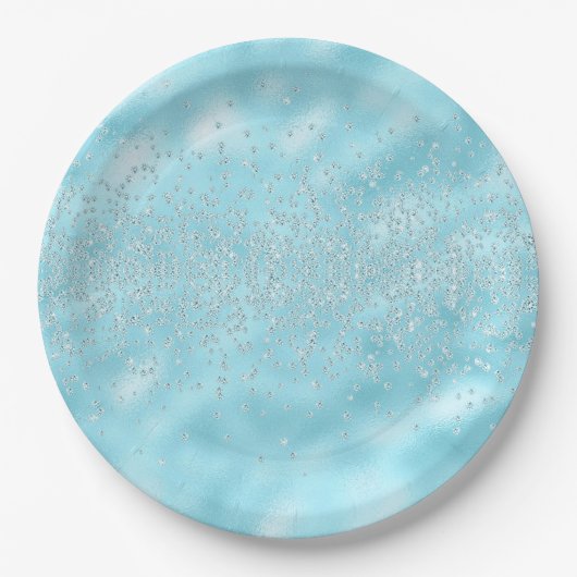 Glitzern Jewels Bling Crystals Chic Pastel Blue Pappteller (Vorderseite)