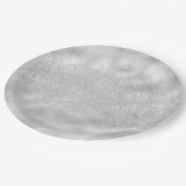 Glitzern Jewels Bling Crystals Chic Silver Pappteller (Schrägansicht)