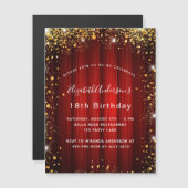 Glitzern-Kino in Rotgold zum Geburtstag Magneteinladung (Vorne/Hinten)