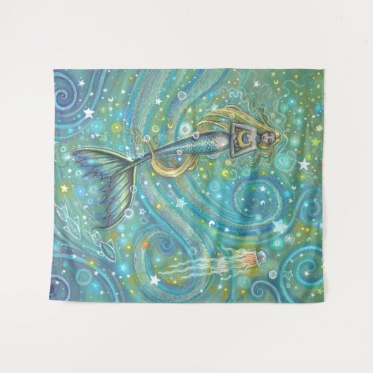 Glitzern-Meerbarsche und Quallenmauer hängen Wandteppich (Vorderseite (Horizontal))