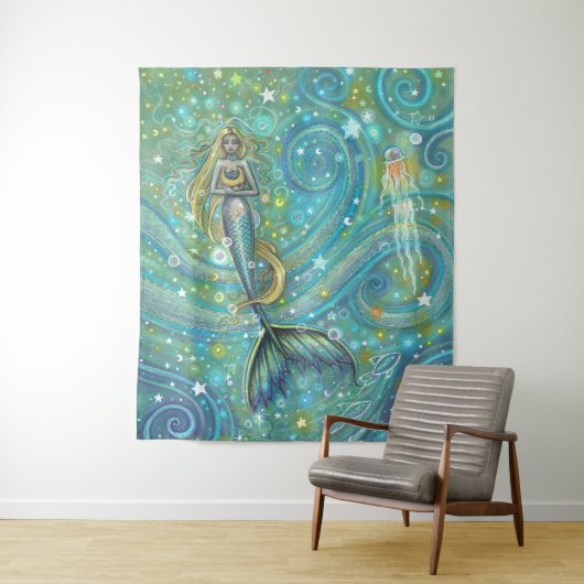 Glitzern-Meerbarsche und Quallenmauer hängen Wandteppich (Beispiel)