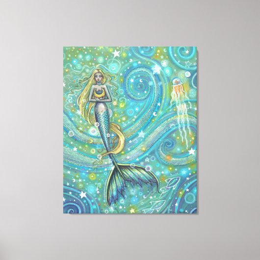 Glitzern Mermaid Fantasy Art von Molly Harrison Leinwanddruck (Vorderseite)