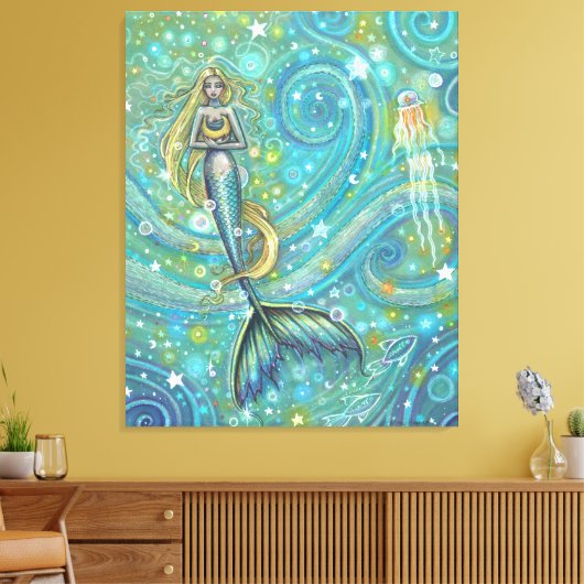 Glitzern Mermaid Fantasy Art von Molly Harrison Leinwanddruck (Insitu (Wohnzimmer))