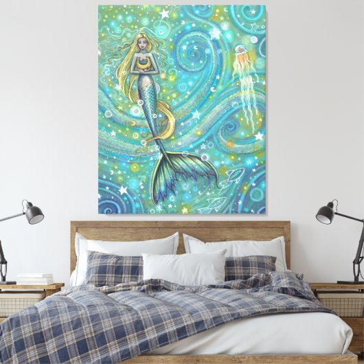 Glitzern Mermaid Fantasy Art von Molly Harrison Leinwanddruck (Insitu (Schlafzimmer))