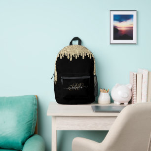 Glitzern mit goldfarbenem, schwarzem, elegantem Mo Bedruckter Rucksack