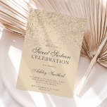 Glitzern mit leichtem Goldmedaillengewinn 16 . Geb Einladung<br><div class="desc">Moderne,  hübsche und elegante Glitzer Dusche in hellen Gold mit Elfenbeinfarbenblock Sweet 16 Geburtstagsfeier Einladung .</div>
