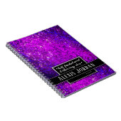 Glitzern mit lila Glitzer Schwarz-weiß Monogramm Notizblock (Rechte Seite)