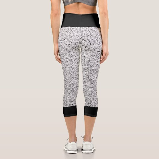 Glitzern mit schwarzem, grauem Glitzer Capri Leggings (Rückseite)