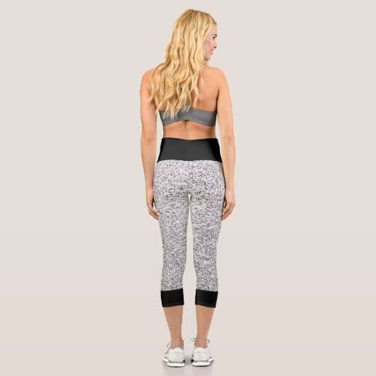 Glitzern mit schwarzem, grauem Glitzer Capri Leggings (Rückseite)
