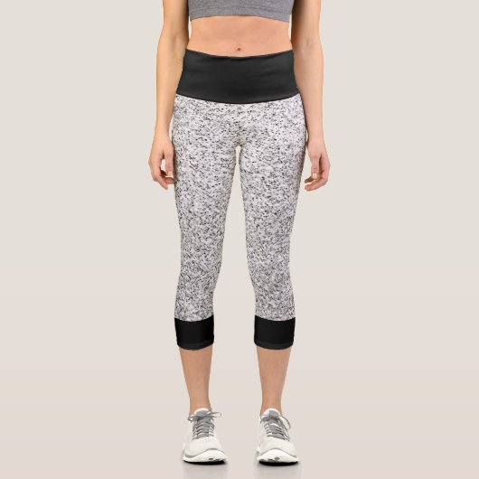 Glitzern mit schwarzem, grauem Glitzer Capri Leggings (Vorderseite)