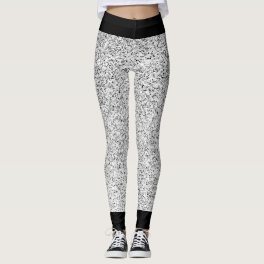 Glitzern mit schwarzem, grauem Glitzer Leggings (Vorderseite)