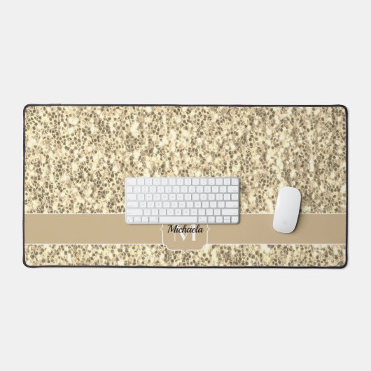Glitzern Monogram für den Glitzer-Goldfisch Schreibtischunterlage (Tastatur & Maus)
