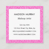 Glitzern Monogram für Girl & Glam Hot Pink Glitzer Quadratische Visitenkarte (Rückseite)