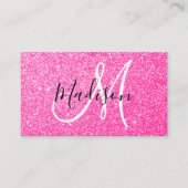 Glitzern Monogram für Girl & Glam Hot Pink Glitzer Visitenkarte (Vorderseite)