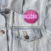 Glitzern Monogram für Girl und Glam Hot Pink Glitz Button (Beispiel)