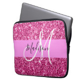 Glitzern Monogram für Girl und Glam Hot Pink Glitz Laptopschutzhülle (Vorderseite Links)