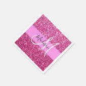 Glitzern Monogram für Girl und Glam Hot Pink Glitz Serviette (Ecke)
