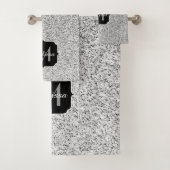 Glitzern Monogram für silbergraue helle Glitzer Badhandtuch Set (Insitu)