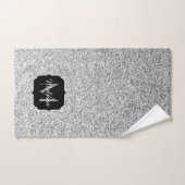 Glitzern Monogram für silbergraue helle Glitzer Badhandtuch Set (Handtuch)