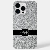 Glitzern Monogram für silbergraue helle Glitzer Case-Mate iPhone Hülle (Rückseite)