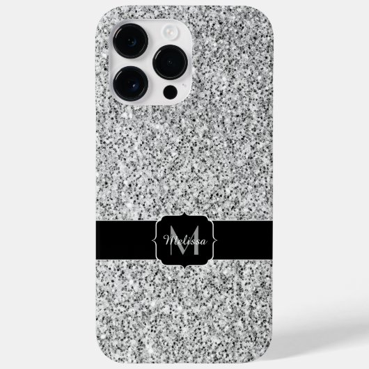 Glitzern Monogram für silbergraue helle Glitzer Case-Mate iPhone Hülle (Rückseite)