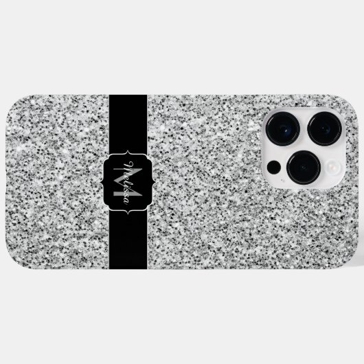 Glitzern Monogram für silbergraue helle Glitzer Case-Mate iPhone Hülle (Rückseite (Horizontal))