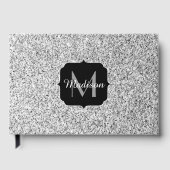Glitzern Monogram für silbergraue helle Glitzer Gästebuch (Vorderseite)