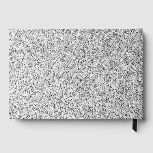 Glitzern Monogram für silbergraue helle Glitzer Gästebuch (Rückseite)