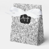 Glitzern Monogram für silbergraue helle Glitzer Geschenkschachtel (Vorderseite)